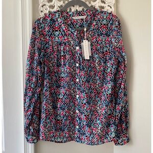 Trina Turk NWT Silk Blouse Top Sz M Dot Snake Print Quiet Luxury Artsy
